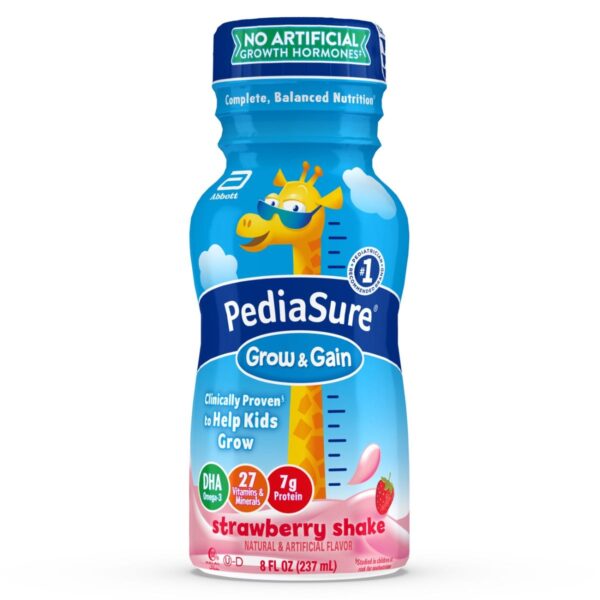 PediaSure Grow & Gain Kids Nutritional Shake, with Protein, DHA, and Vitamins & Minerals, Strawberry, 8 fl oz