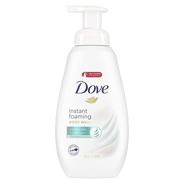Dove Instant Foaming Body Wash for Softer and Smoother Skin Sensitive Skin Effectively Washes Away Bacteria While Nourishing Your Skin 13.5 oz