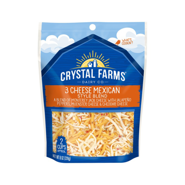 Crystal Farms Cheese, 3 Cheese Blend, Mexican Style 32 oz