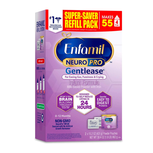 Enfamil NeuroPro Gentlease Baby Formula, Brain and Immune Support with DHA, Clinically Proven to Reduce Fusiness, Gas, Crying in 24 Hours,2×15.2oz